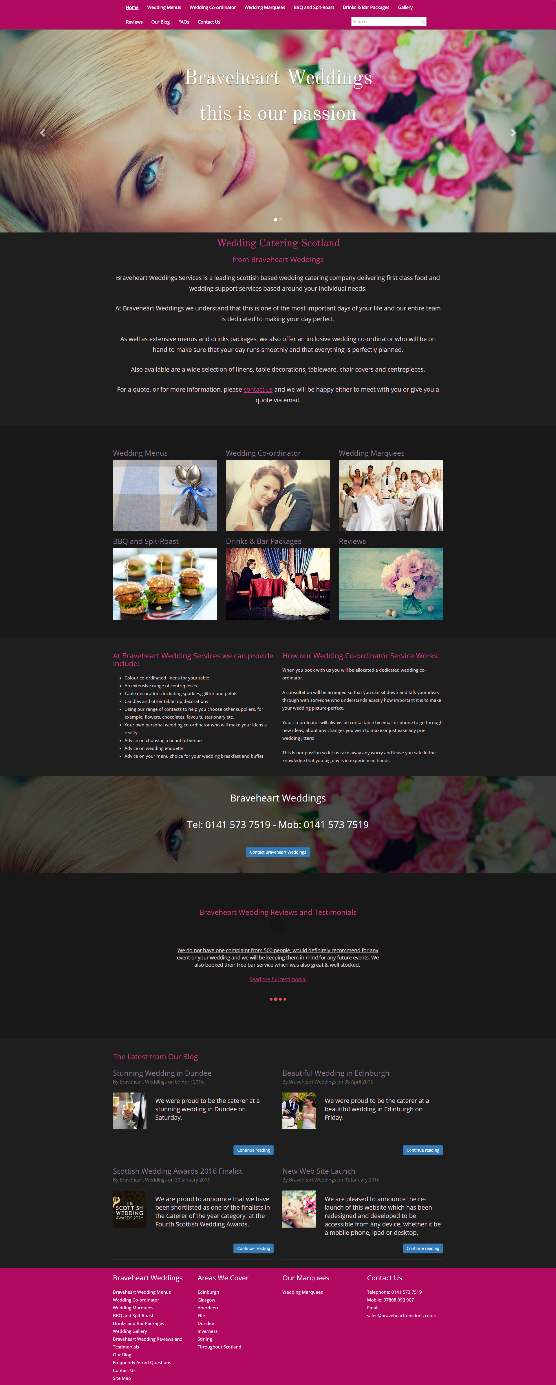 New Responsive Braveheart Wedding Catering Site